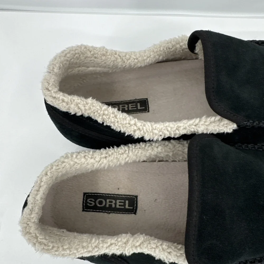 SOREL Mens Dude Moc‎ Slipper - Black Suede Men's Size 13 Vulcanized Rubber Sole